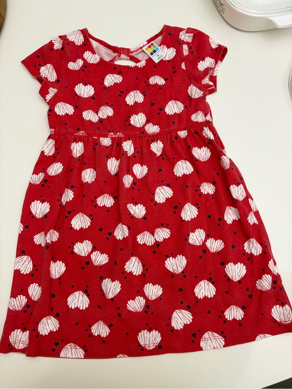 healthtex Size 5 Red Dress with White Floral Heart Print